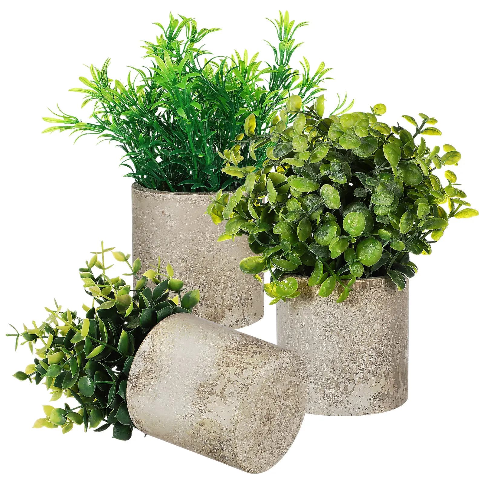 3Pcs Realistic Faux Plants Indoor Artificial Potted Home Office Kitchen Bathroom Aesthetic Decoration No Watering Pruning
