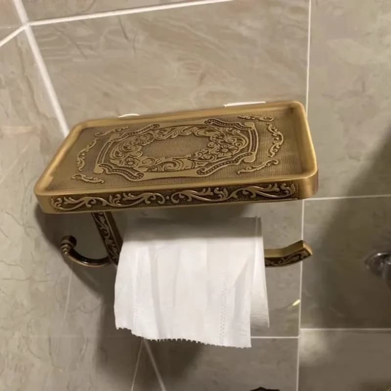 Portarotolo da Parete Vintage Classico in Ottone Anticato per Bagno, Accessori Bagno
