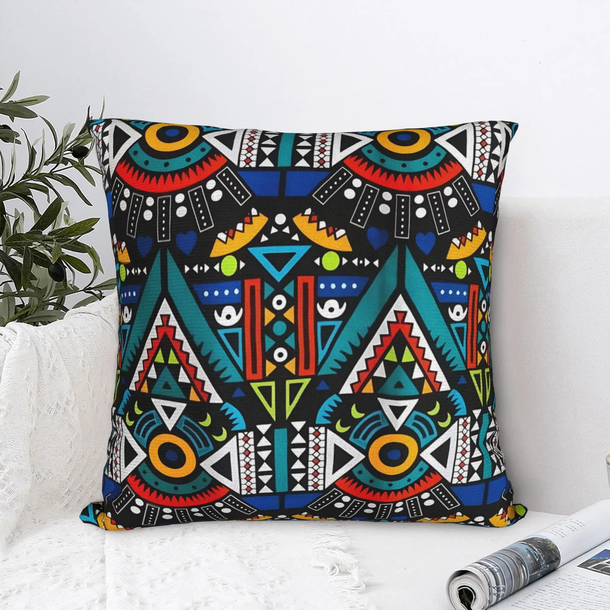 African Tribal Geometric Art Pillow Case Soft Pillow Cover For Sofa Home Decor Retro Trendy Pillowcases