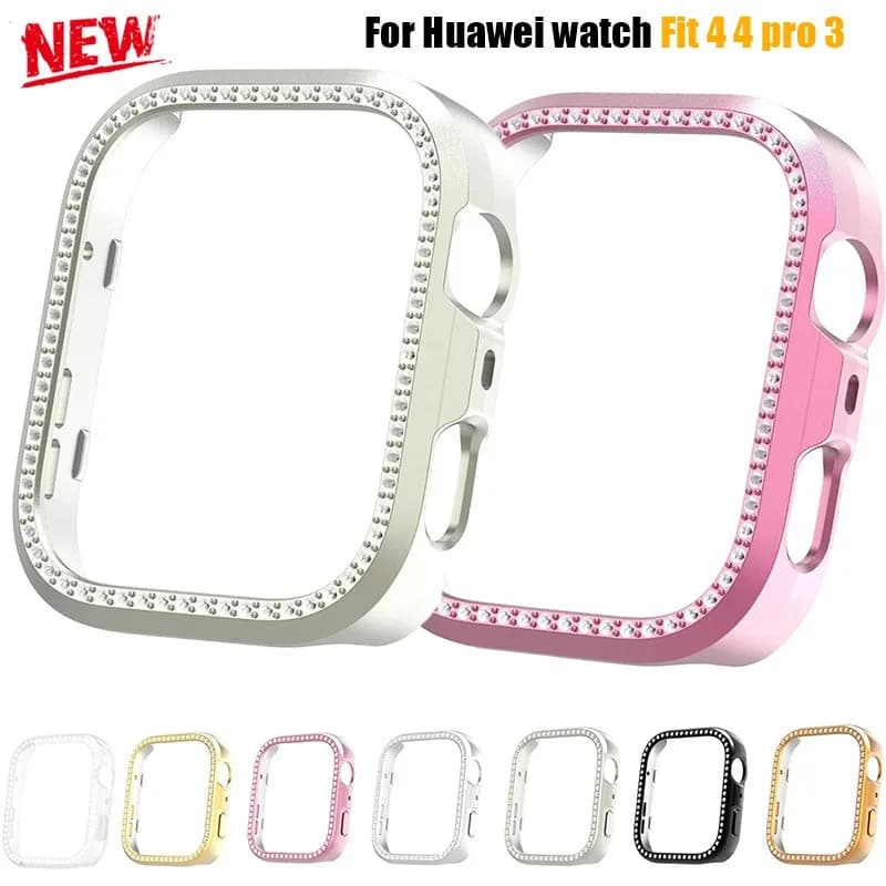 Custodia cava per PC Bling per Huawei Watch fit4/3/4 Pro Paraurti in cristallo di diamante per Huawei Watch Fit4 Protezione schermo antigoccia Shell