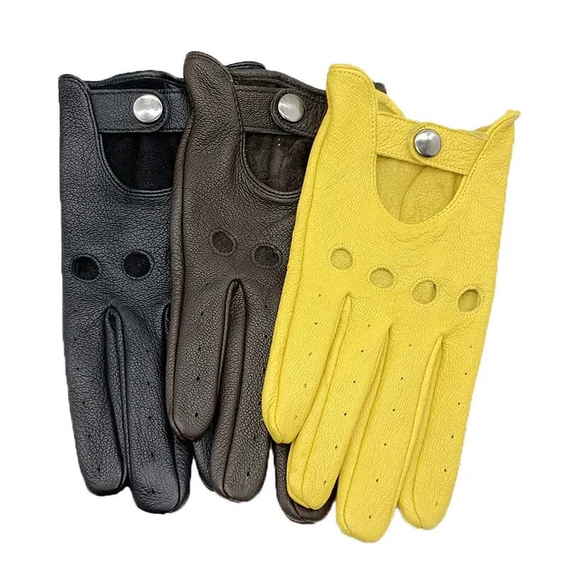 Men's Leather Gloves Slim Motorcycle Gloves Sports Cycling Riding Tactical Motorcycle Leather Gloves
