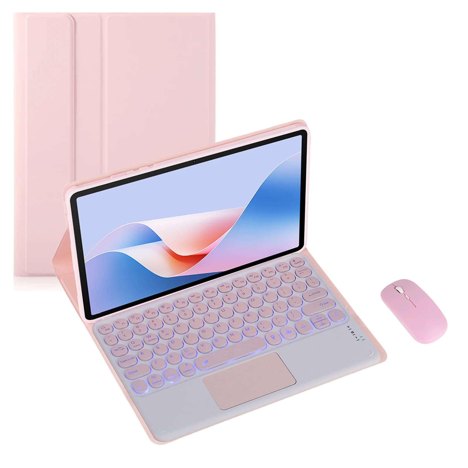 Custodia per tastiera e mouse con copritasto rotondo Bluetooth staccabile per OnePlus Pad Go Custodia protettiva per tablet da 11,4 pollici Copritasto circolare