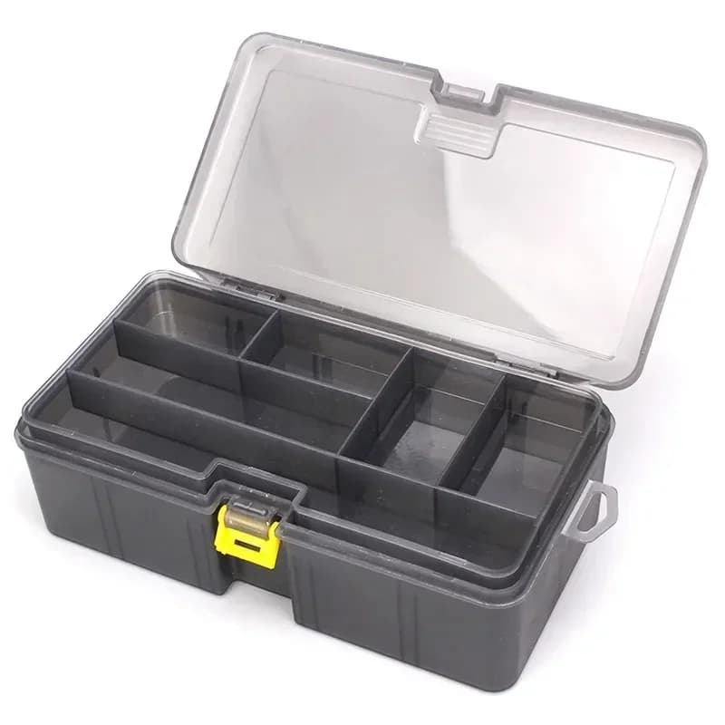Waterproof fishing gear box, double layer ABS plastic bait organizer with compartments - Hook and Fish bait case