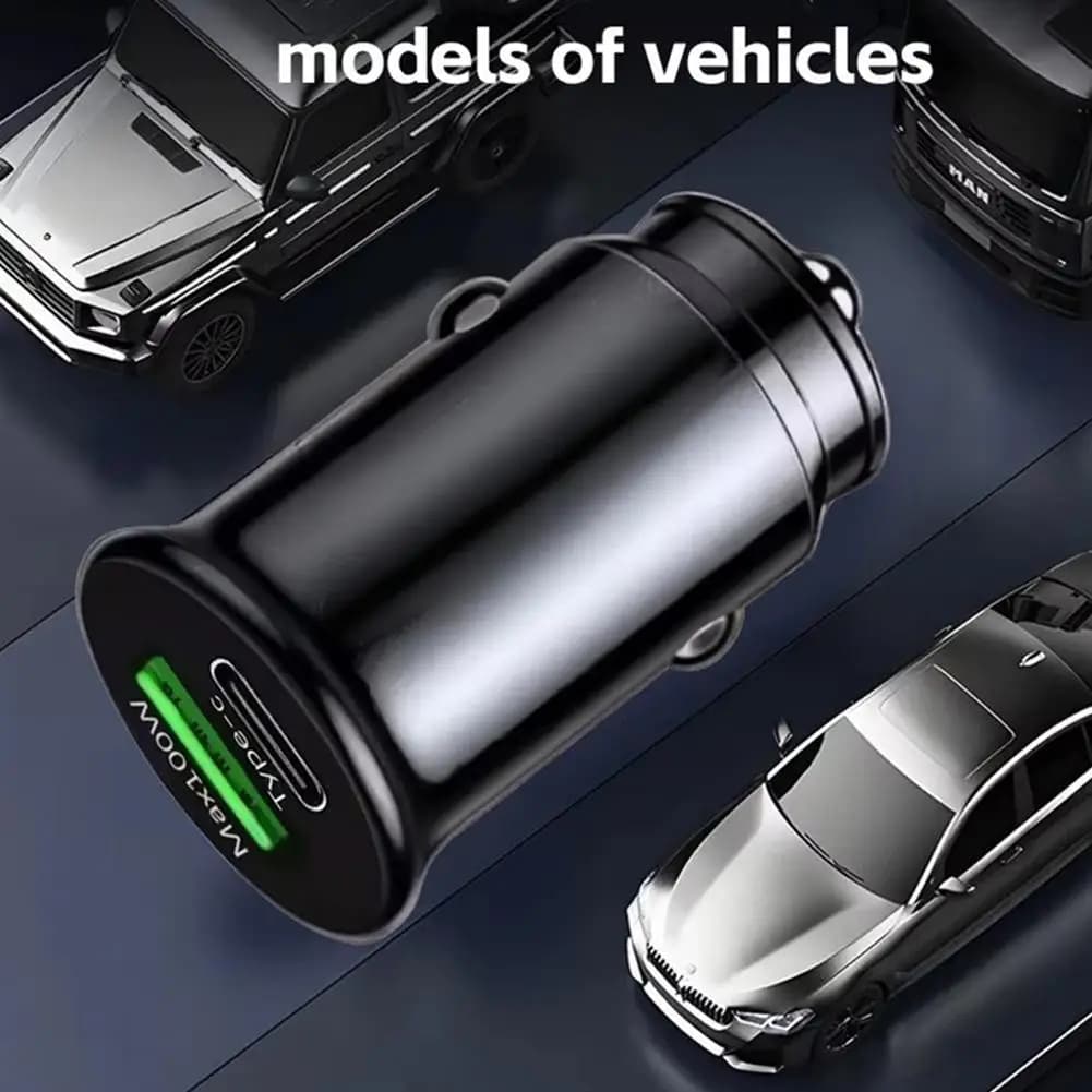 100 W Car Charger Converter for iPhone Qc3.0 Design with dual USB charging port suitable for various car model specifications