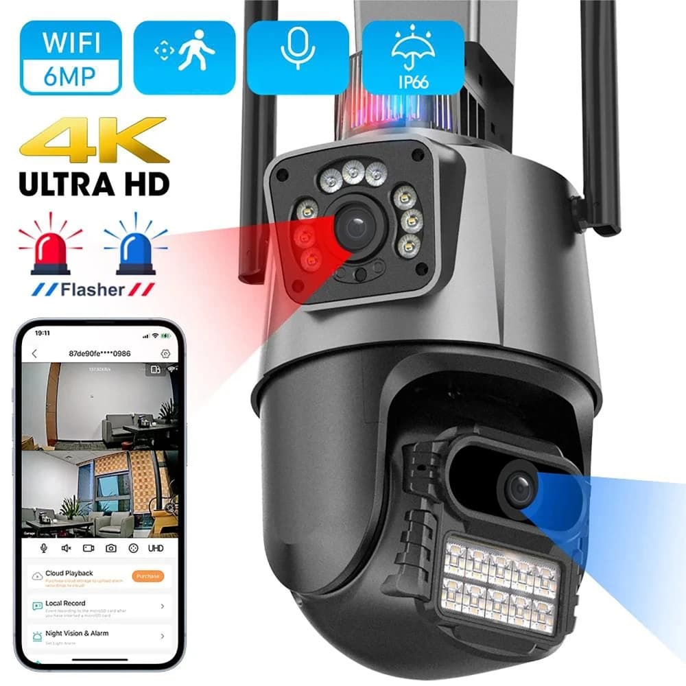 Telecamera IP WiFi Doppia lente Visione notturna ultra chiara Telecamere di sicurezza esterne Citofono audio bidirezionale Rilevazione movimento con avviso
