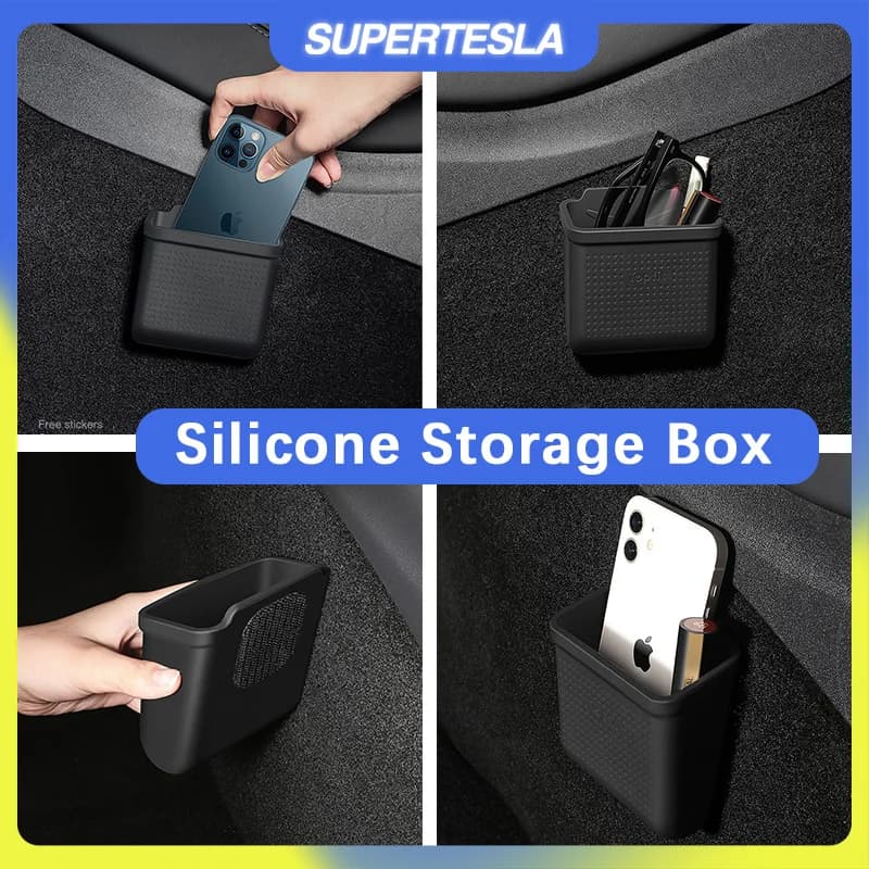 Scatola portaoggetti in silicone a scomparsa per auto Tesla Model 3 Y S X 2017-2025, accessori per l'organizzazione degli interni