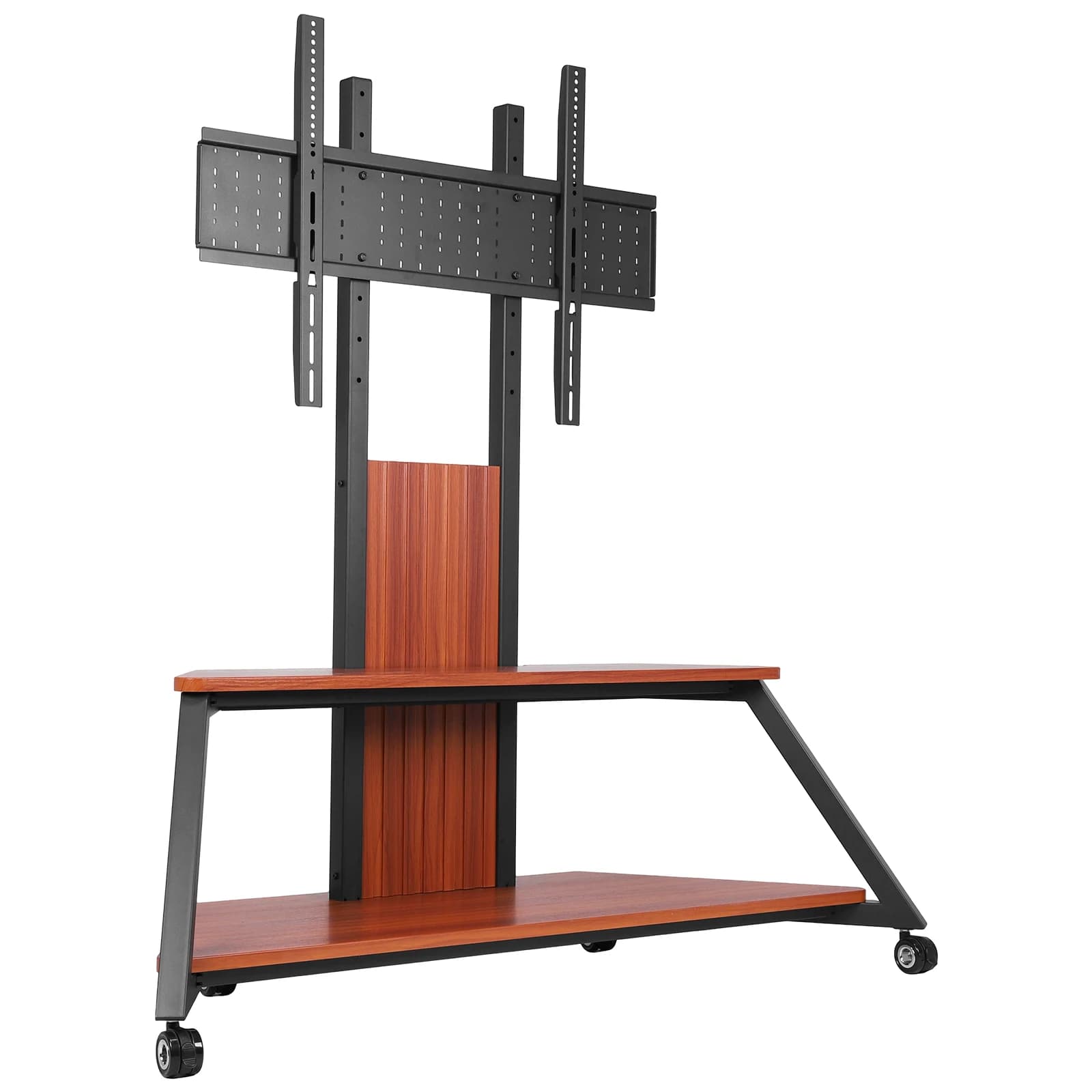 Floor support with wheels for 60 to 100 inch screens up to 220 pounds with shelf, portable monitor support, adjustable height, lockable wheels