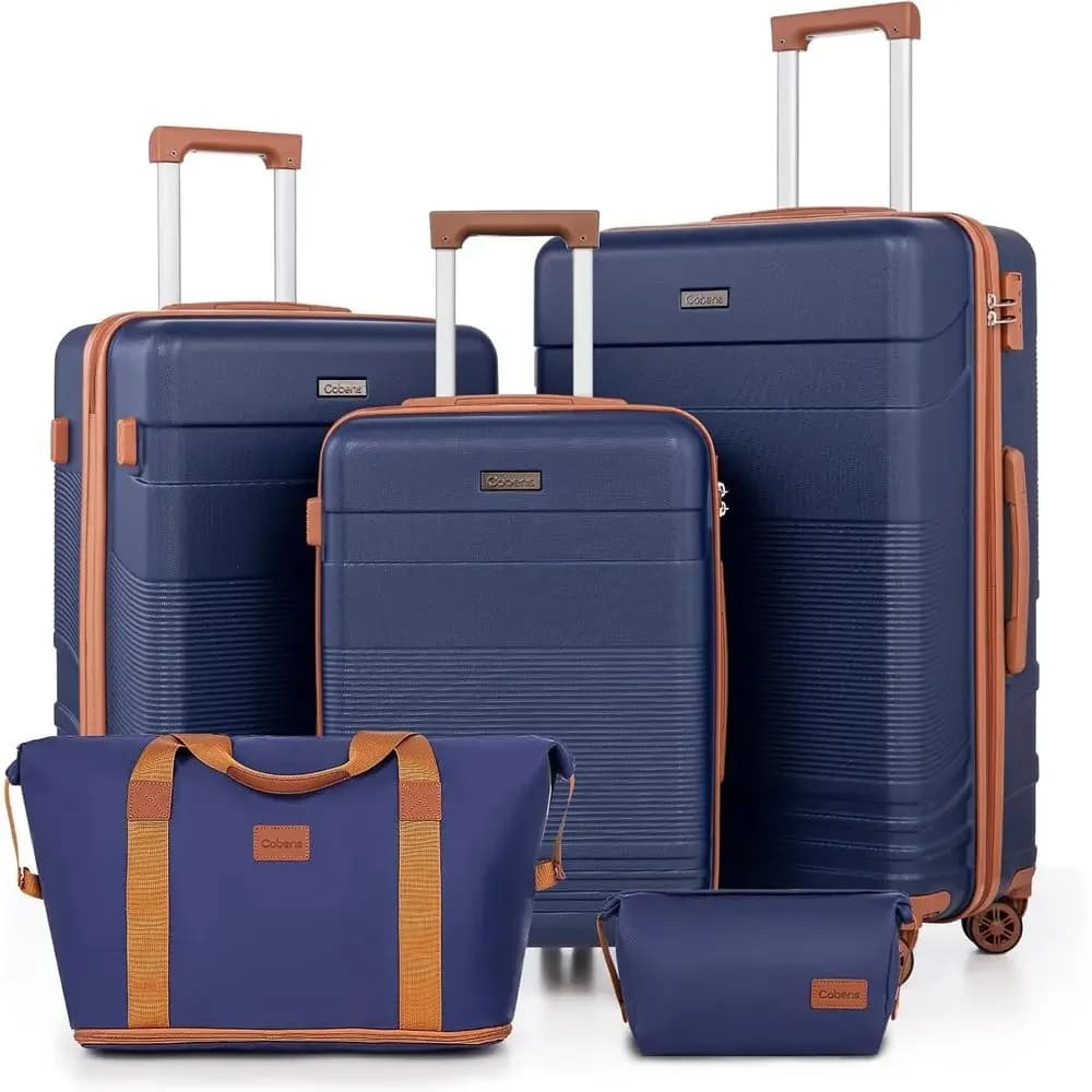 5-Piece Spinner Suitcase Set: Lightweight Hardshell Luggage with Lock for Men & Women, Carry-On Travel Set with Durable ABS Case