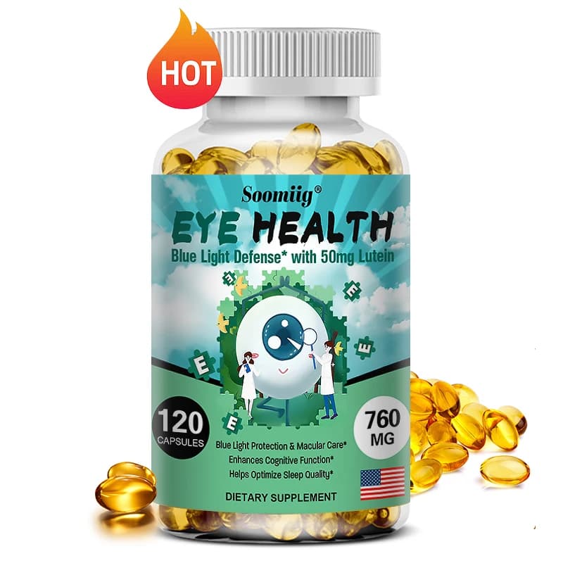 Eye health supplement with lutein and vitamins: blue light protection and macular care, food supplement, improves visual clarity
