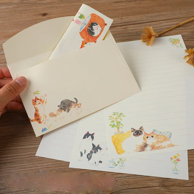 10 pezzi di buste a forma di gatto, buste per cancelleria, confezioni regalo fai da te, copertine per inviti di nozze, articoli di cancelleria per studenti