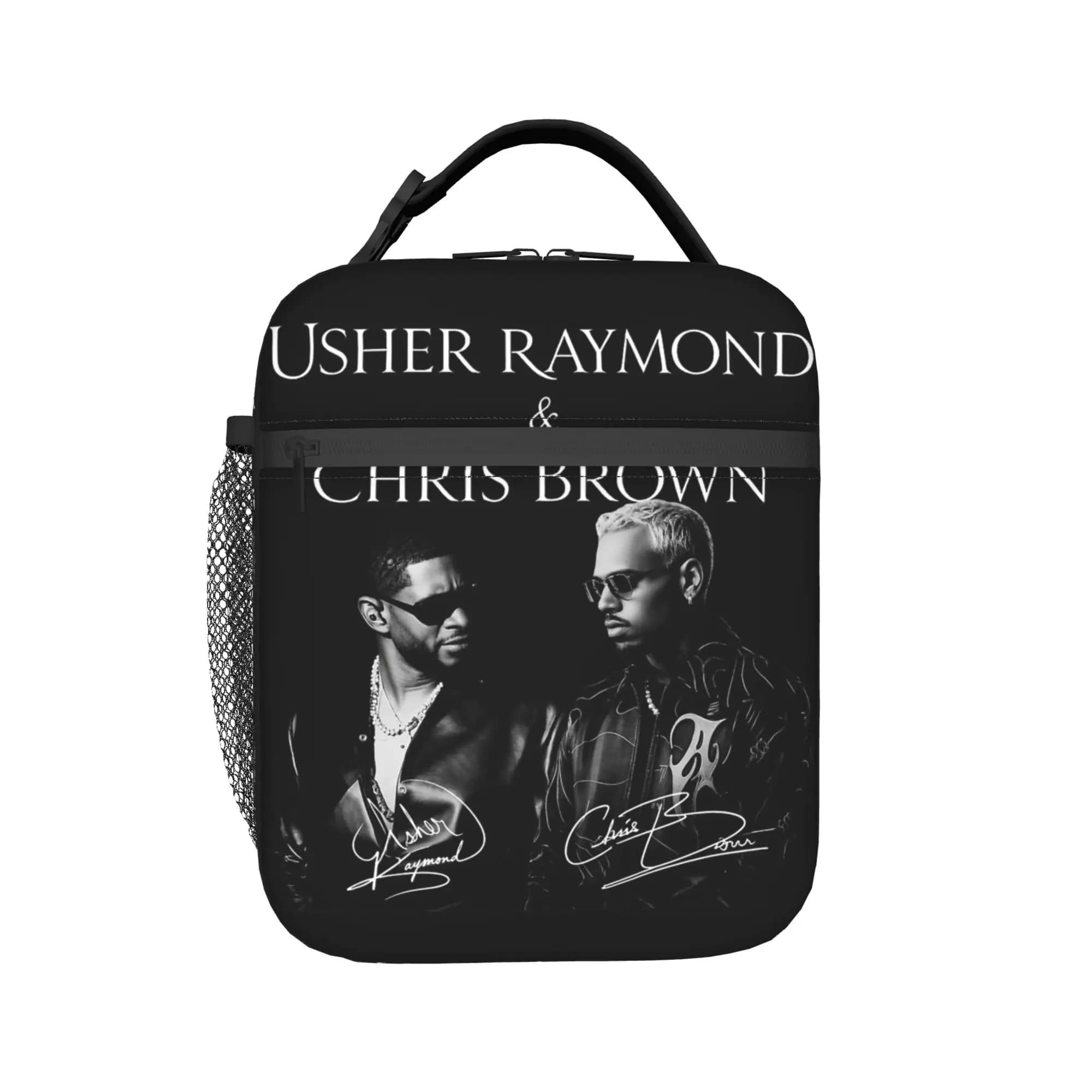 Chris Brown Ushers R&B 2026 Borse termiche per il pranzo per picnic, contenitori portatili per alimenti, per uomo e donna, scatole termiche per il pranzo