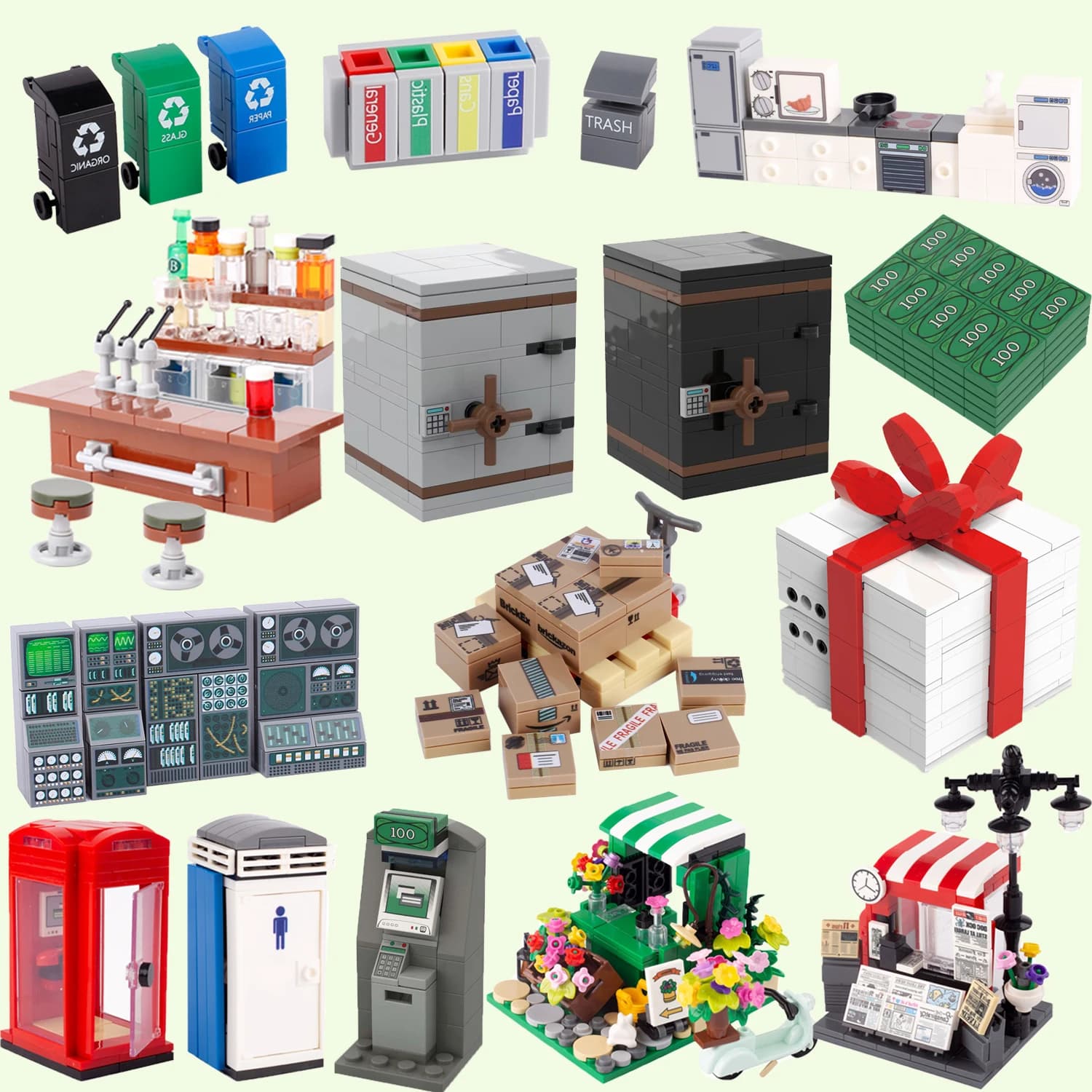 MOC City Street Scene Truck Car Building Blocks Treasure Box Series Trattore Triciclo Monitor per computer Modello Mattoni Giocattolo per bambini Regalo