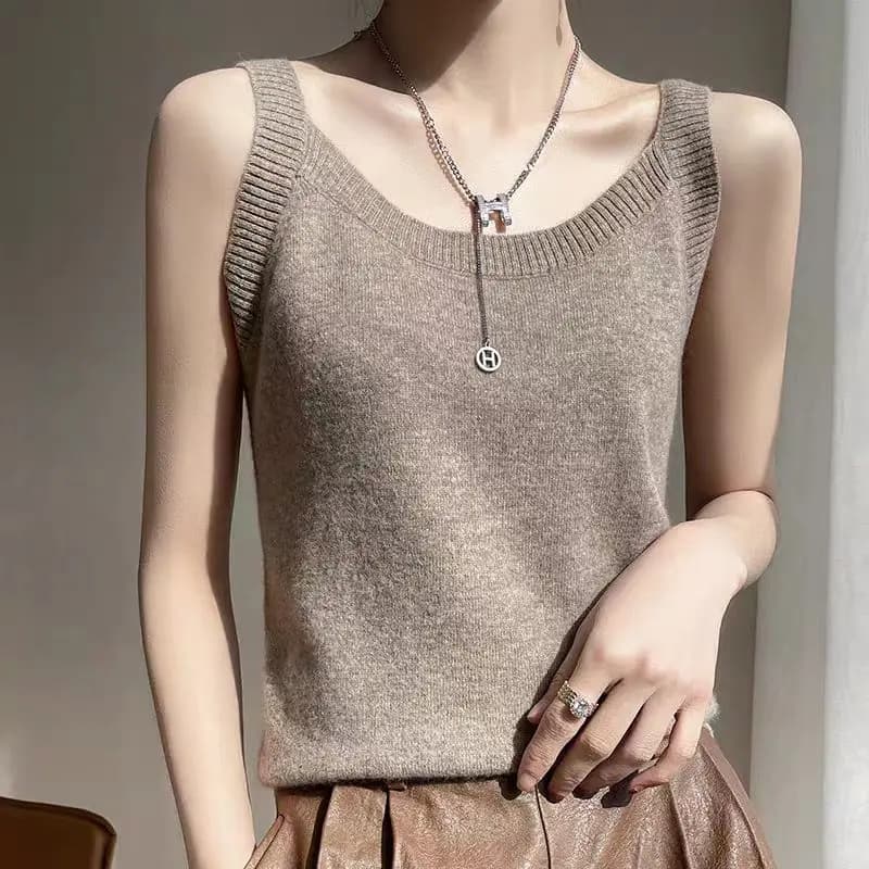 Top basic in maglia senza maniche per donna, maglione morbido e solido, gilet da ufficio, elegante outfit estivo