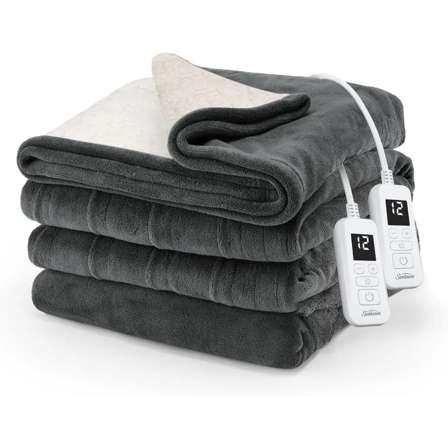 Coperta elettrica riscaldata Sherpa inversa in micropeluche Royal Luxe Queen Size 90" x 84" 12 impostazioni di calore Spegnimento automatico selezionabile 12 ore su 24