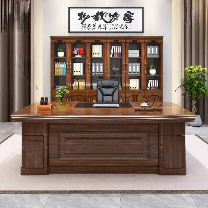 Scrivania da ufficio direzionale di lusso marrone moderna cassetti grandi in legno scrivania per computer da gioco grande Mesa Escriotorio tavolo da lavoro