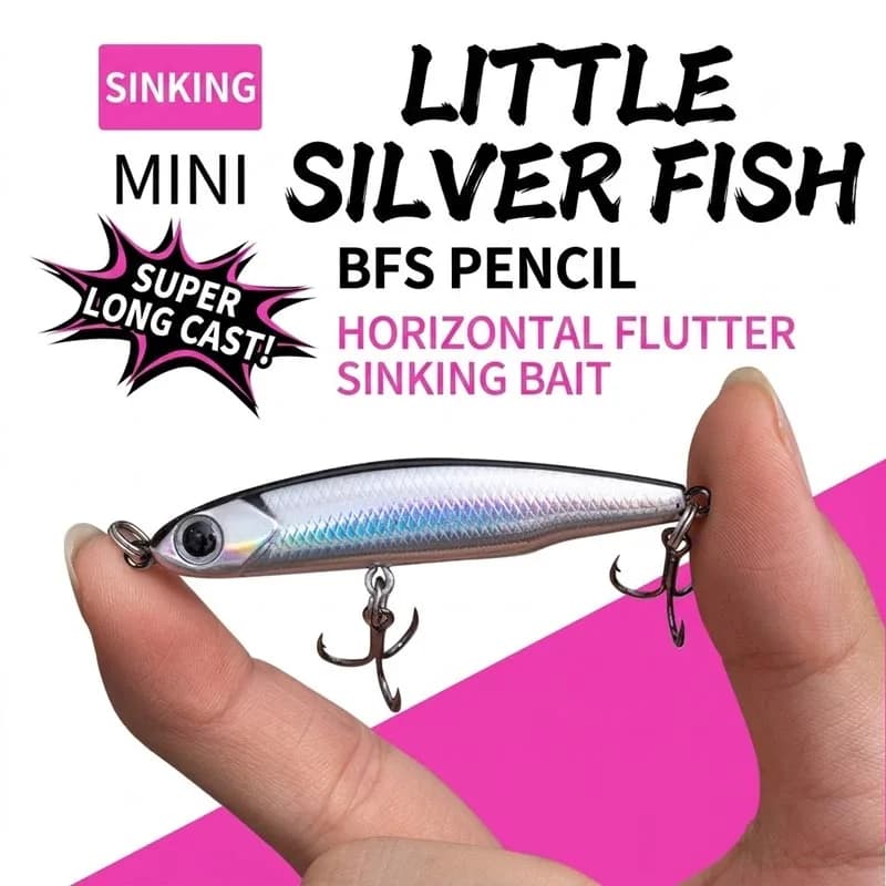 Micro Sinking Pencil Fishing Lures, Ultralight Long Casting Mini Flutter Bait for Trout, Crappie & Finesse Bass Fishing