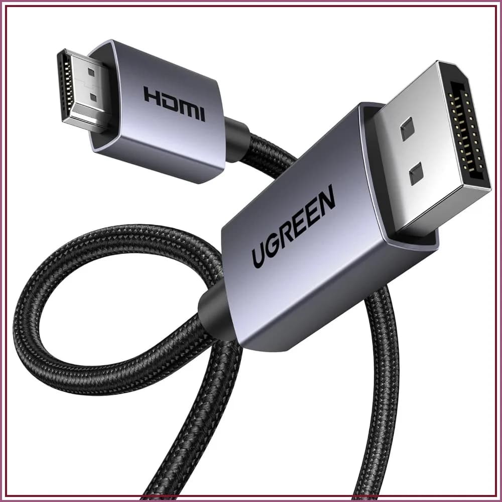 4K DisplayPort to HDMI Cable 1080P@120Hz, DP 1.2 to HDMI 1.4 Alu Braided Unidirectional 6.6FT