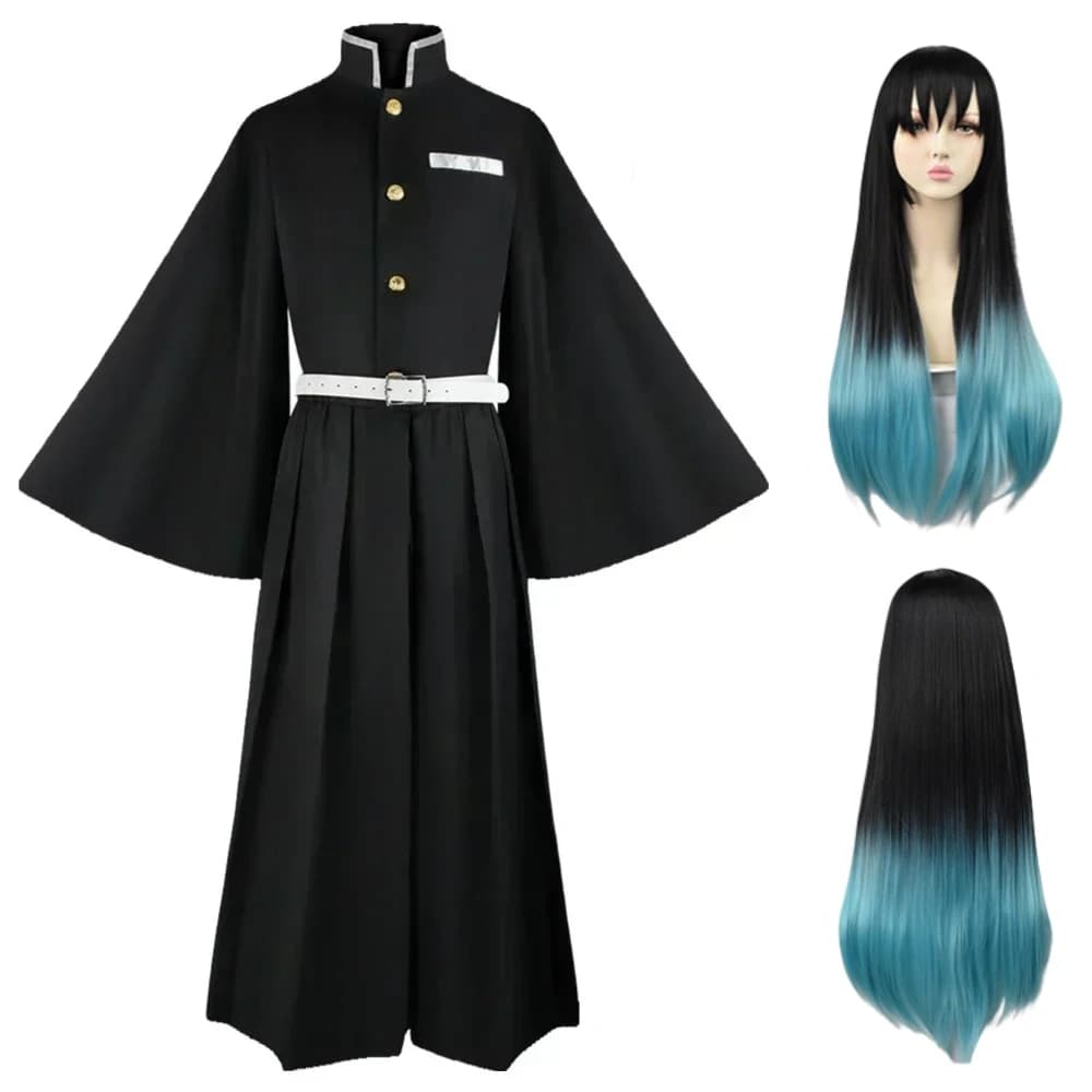 Muichiro Tokito Costume Cosplay Japanese Soul Kisatsutai Uniform Black Smoked Blue Wig Man Woman Comic-con Dress Up Dresses