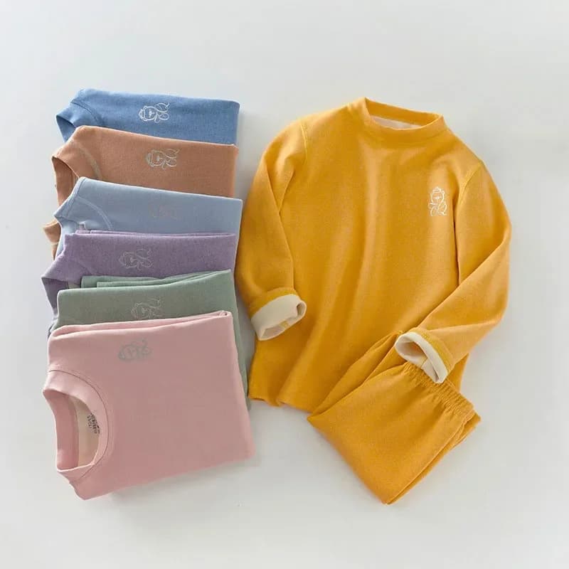 Set di biancheria intima termica per bambini inverno ragazzi ragazze mutandoni spessi collo medio caldo bambini Homwear 14 15 anni vestiti per ragazza