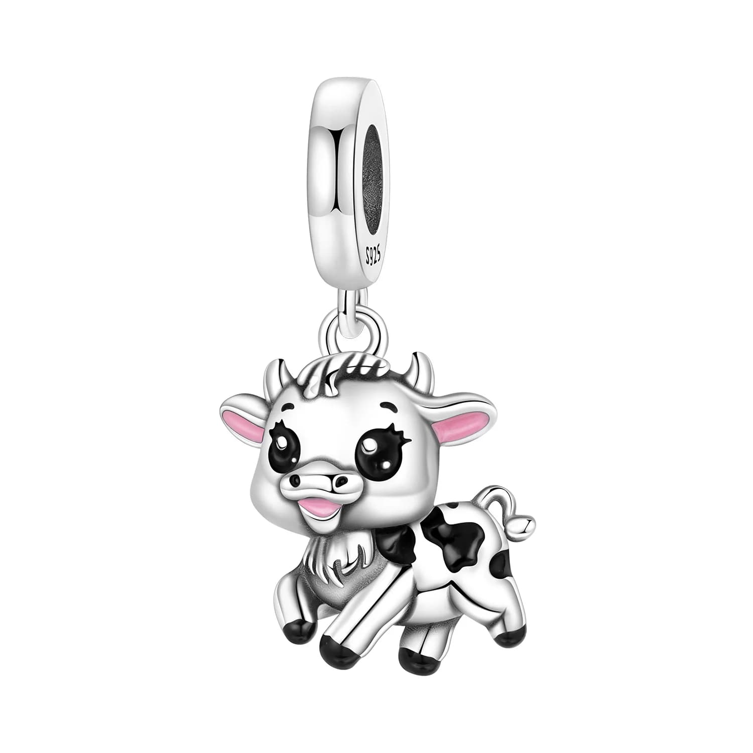 PANPOKI Ciondoli a forma di mucca in argento sterling 925, per bracciali e collane fai da te, gioielli, souvenir, regali