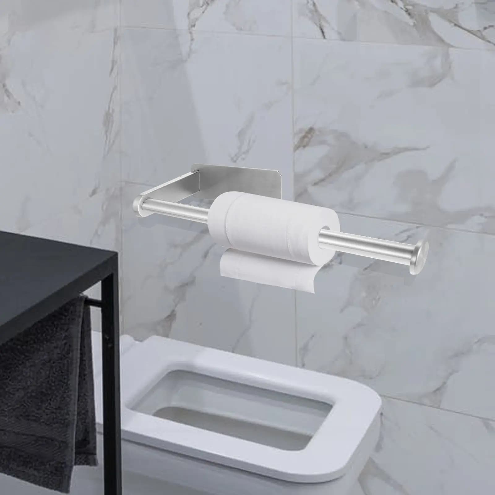Portarotolo da Parete in Acciaio Inossidabile, Porta Carta Igienica per Bagno, Bordi Lisci, Design Semplice ed Elegante