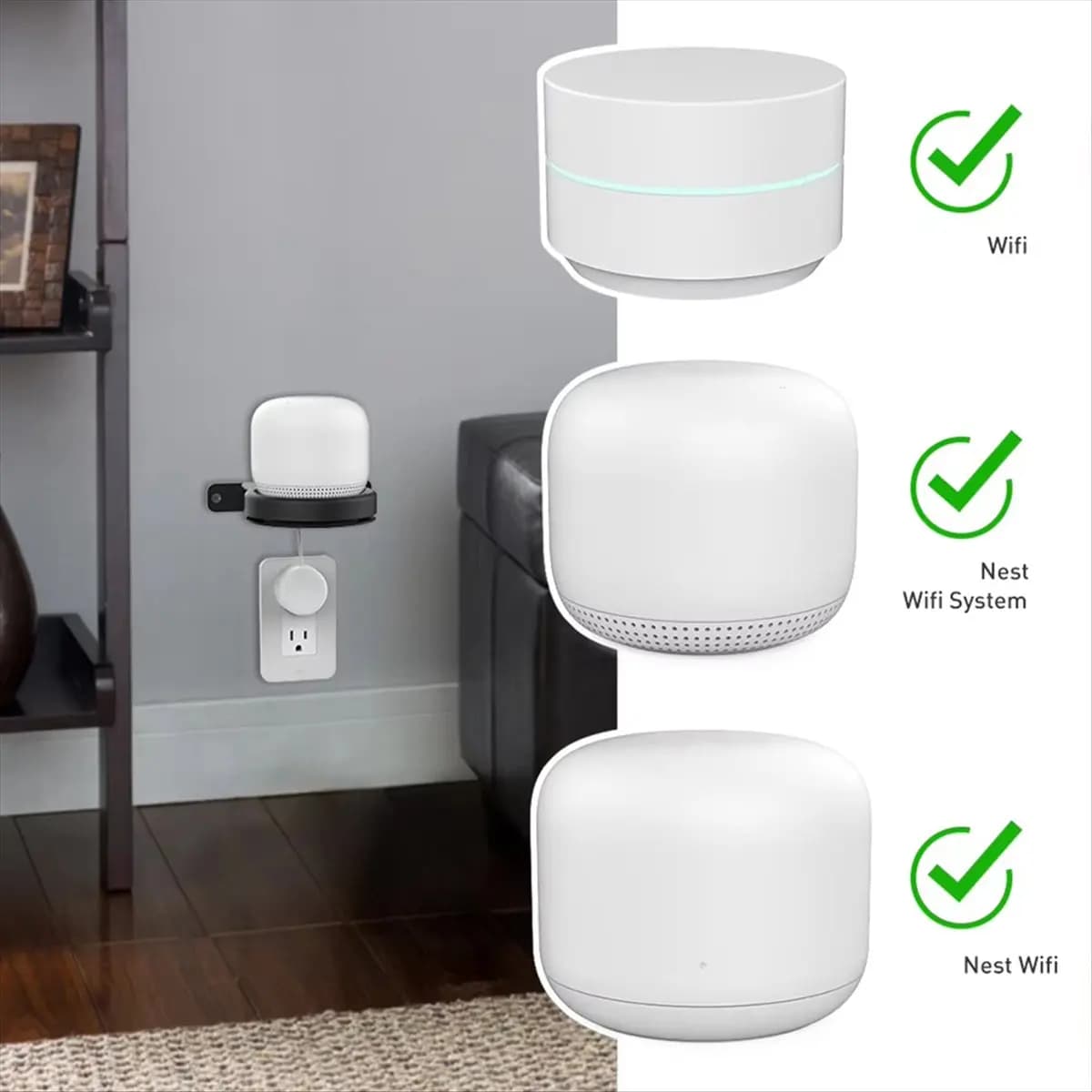 A64I Wall Mount Hanger Built-in Cable Management Space Saving Bracket Wall Shelf for WiFi Wireless Router