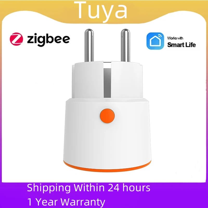 Tuya Zigbee Spina UE 16A Casa Intelligente Controllo Vocale Monitoraggio Energetico Blocco Bambino Programma Timer Presa di Alimentazione per Alexa Google Casa