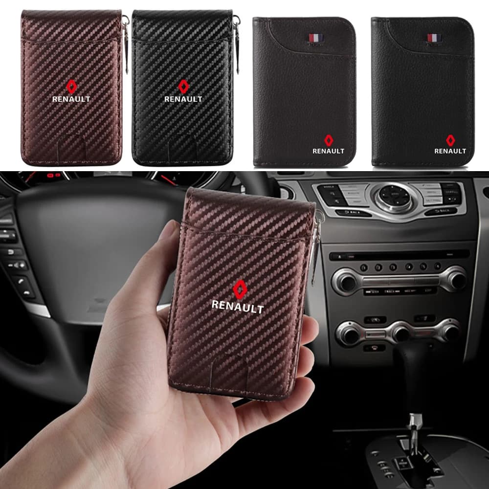 Borsa per documenti di guida per auto in pelle PU ID Passaporto Porta carte Porta carte per Renault Koleos Kadjar Captur Megane Talisman Clio Zoe