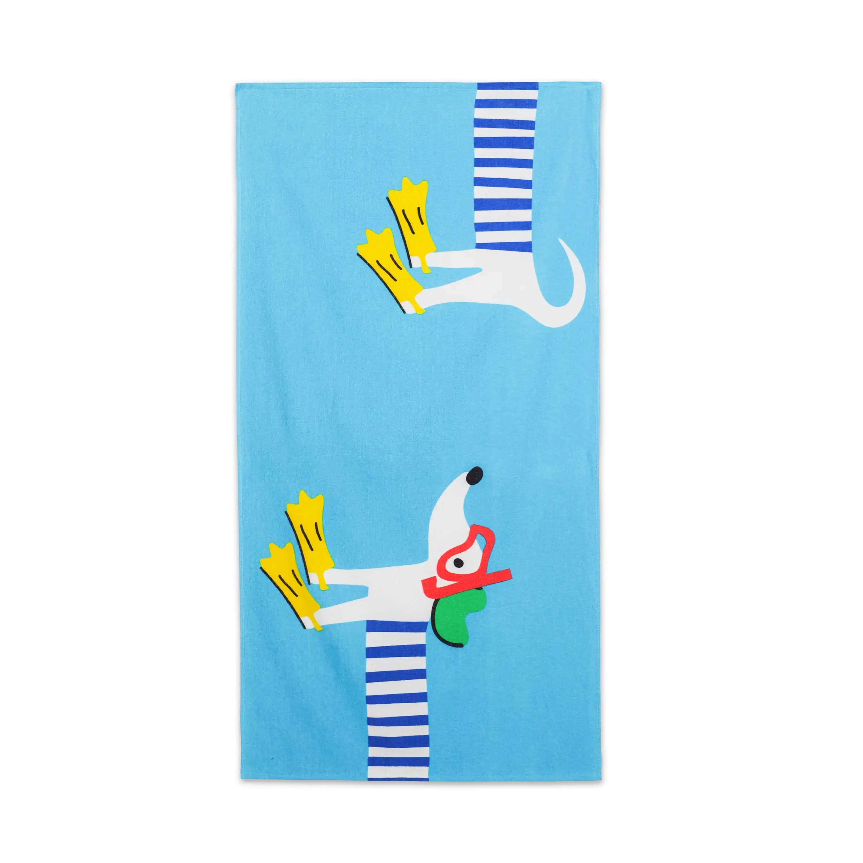 Teens Adults Cotton Blend Beach Towel, 30 X 60 Inches, Snorkel Dog