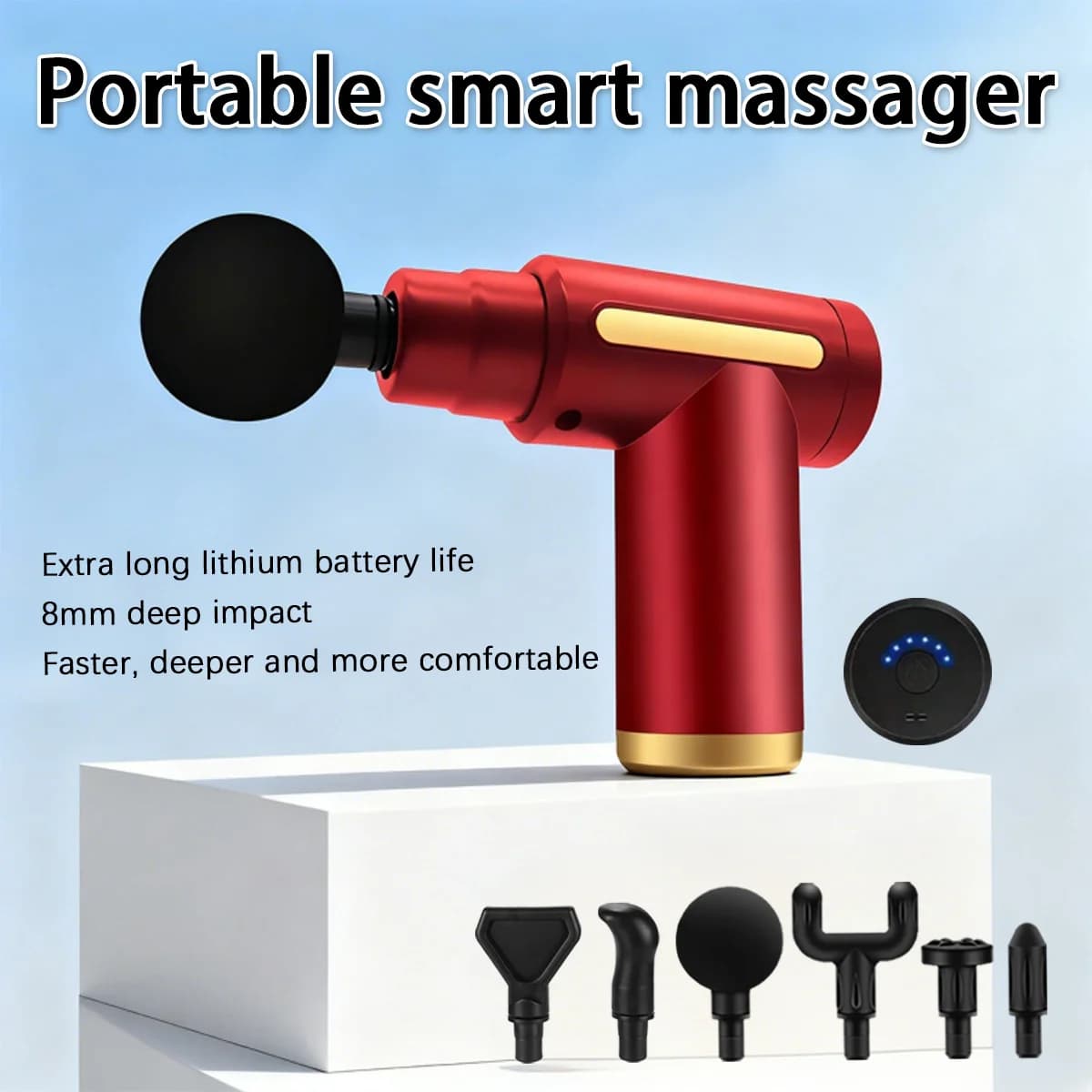 Mini Portable Fascial Massage Gun 6-Speed Adjustable with 6 Massage Heads Deep Tissue Muscle Relaxation Tool for Home Gym Use