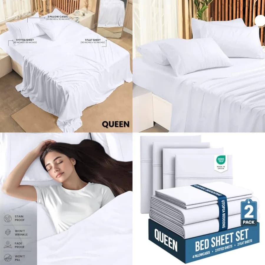 Set di lenzuola - Confezione da 2 set di lenzuola - Perfetto per spa, hotel e camere degli ospiti - Microfibra spazzolata - Resistente al restringimento e allo sbiadimento