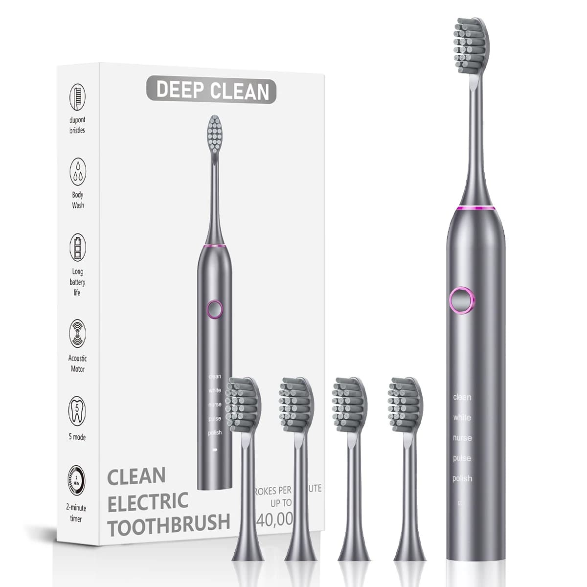 Electric toothbrush for adults fully automatic charging model with sound waves, soft and fine bristles, suitable for men and women
