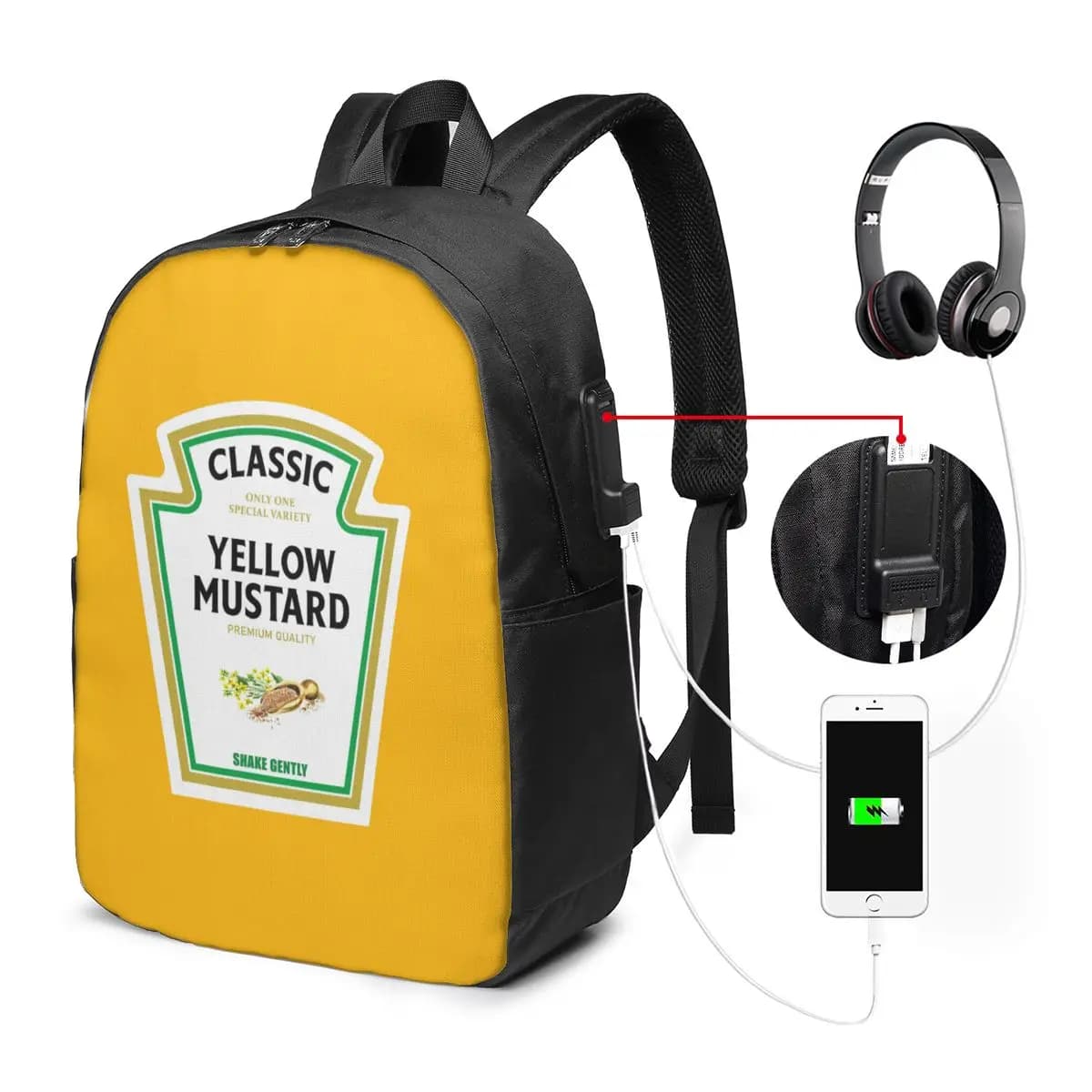 Zaino Mustard Mayo Ketchup, borsa da viaggio per notebook, borsa per computer, borsa da scuola per studenti universitari, borse a tracolla per laptop per uomo e donna