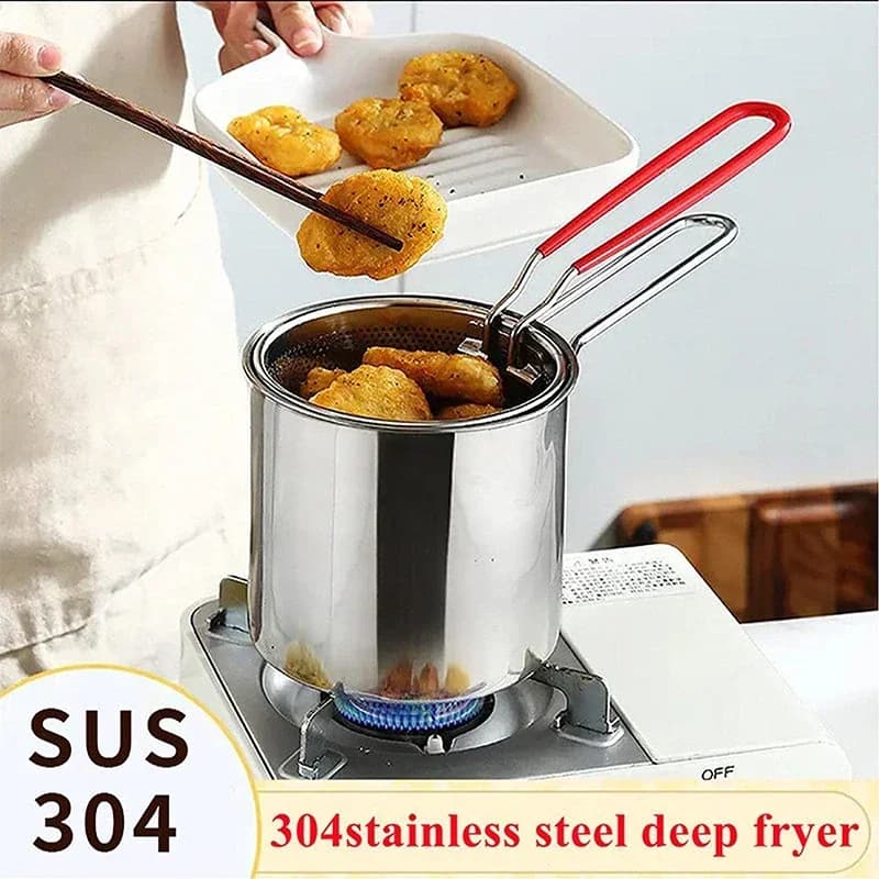 304 stainless steel pans and pans set, kitchen utensils set with chicken basket Japanese Tempura