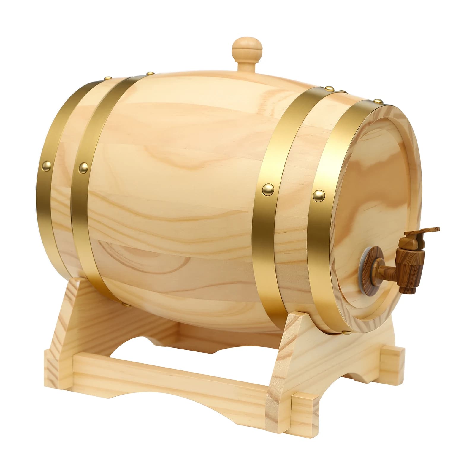 Barile di vino in pino da 5 litri, barile di vino, contenitore per vino in legno con rubinetto per cantina domestica, whisky