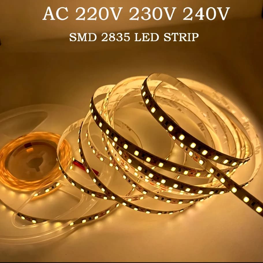 Striscia LED AC220V 230V 2835, 120 LED/m, Alta Luminosità, Flessibile, Tagliabile, Nastro LED Morbido, Giallo Rosa, Lampada Decorativa per Casa