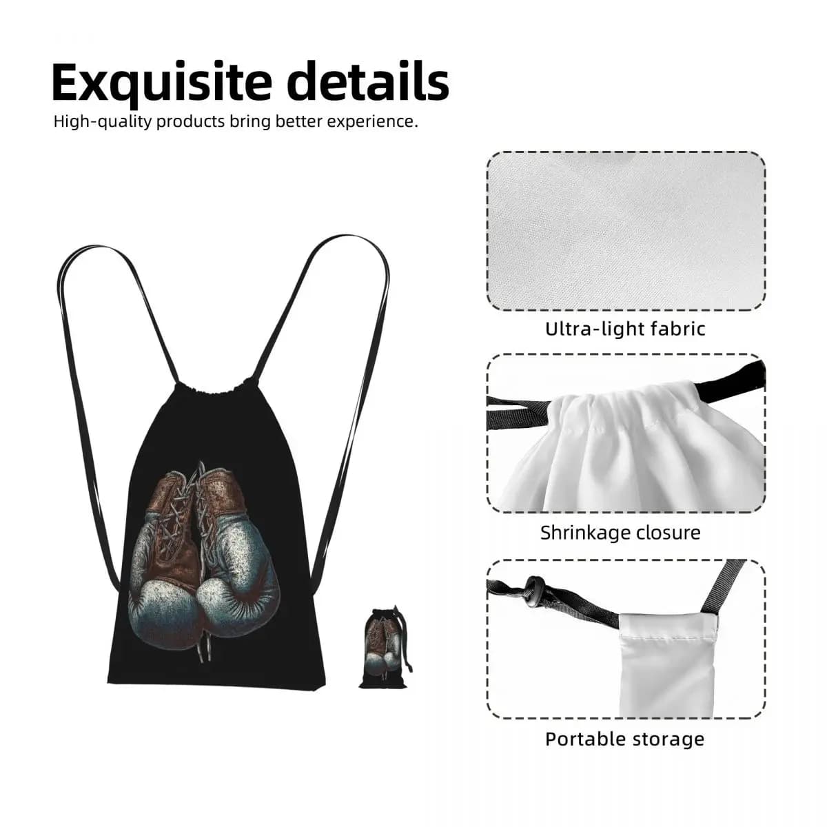 Boxing Kickboxing Boxing Gloves Drawstring Backpack Sports Gym Bag Lightweight Foldable Storage Drawstring Bag for Men Women