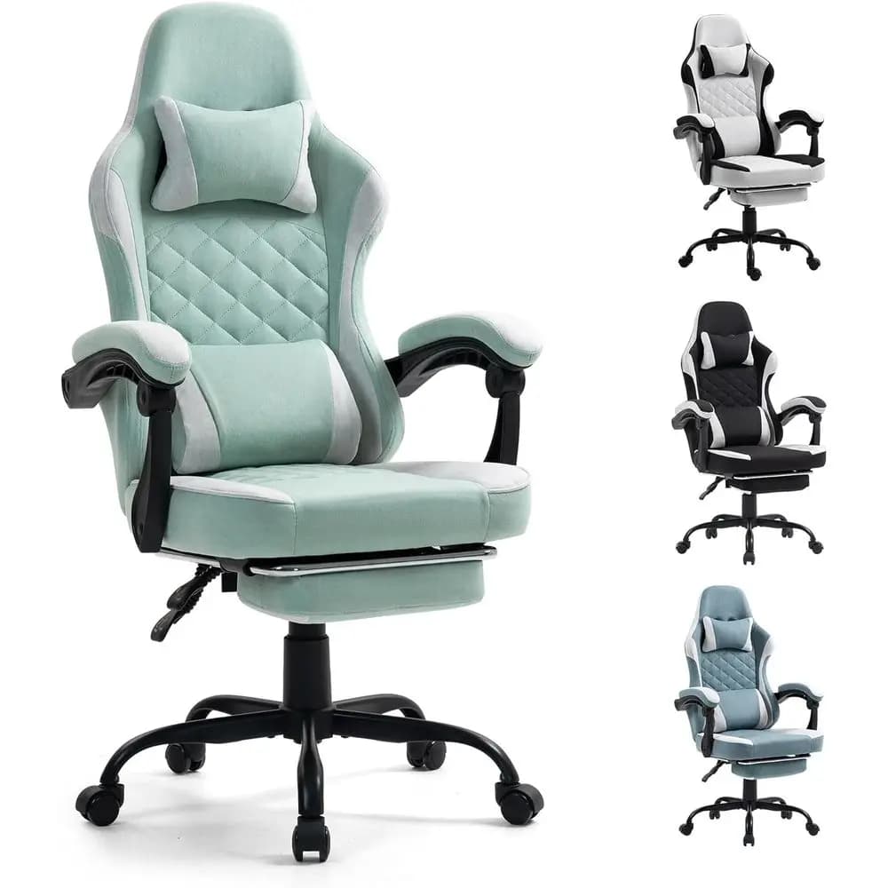 Sedia da Gaming con Poggiapiedi per Adulti - Sedie Ergonomiche da Gaming con Poggiapiedi - Sedia da Computer Grande e Alta - Reclinabile in Tessuto