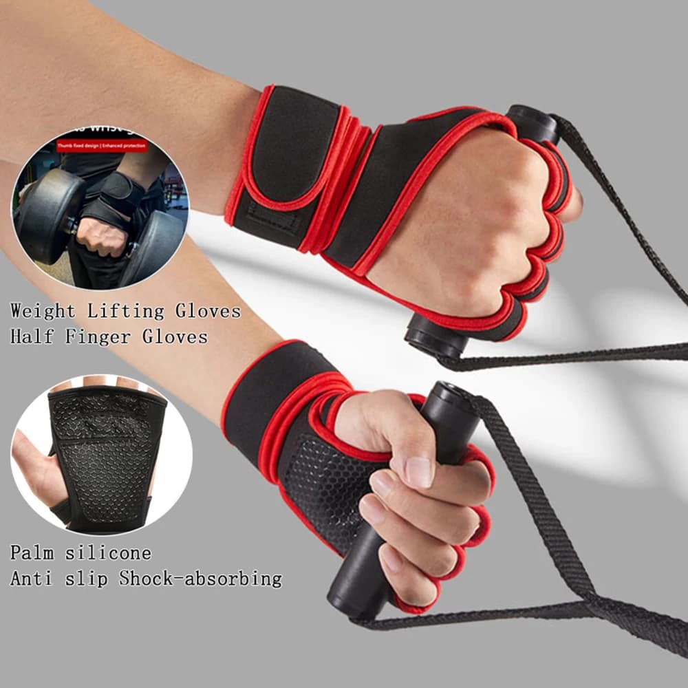 1 pair of gym gloves for men and women, weight lifting fitness gloves, body building training gloves, shockproof sports cycling gloves