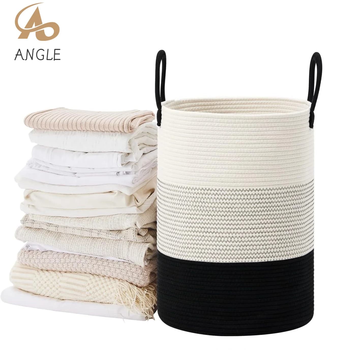 Large fabric linen basket, foldable cotton rope basket, bucket for dirty clothes, toys and bath blankets, children's room