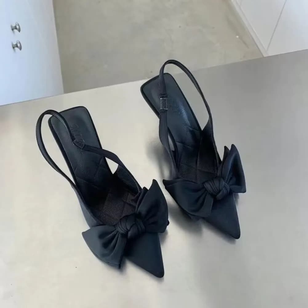 2026 Women Shoes Summer New Butterfly Knot Women Slingbacks Heels Shoes Sexy Dress Thin Heel Pointed Toe Ladies High Heels Pumps