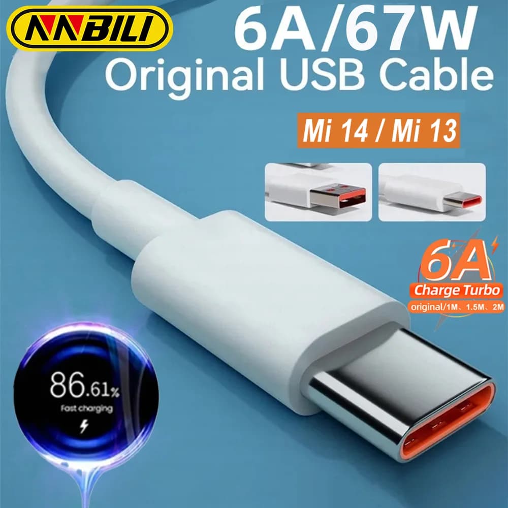 NNBILI PD3.0 67W 6A USB Cavo di ricarica super veloce per Xiaomi 15 14 Redmi Nota 9 10 11 POCO X5 Pro Telefono Tipo C Cavo di ricarica dati