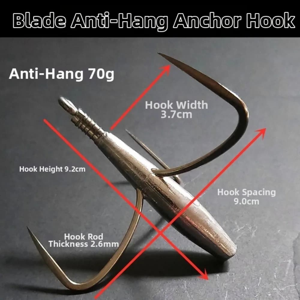 50g-80g Weight Triple Fishing Hook Barbed Point Carbon Material Sea Fishing Hook Sharp Needle Heavy Duty Anchor Fish Hook
