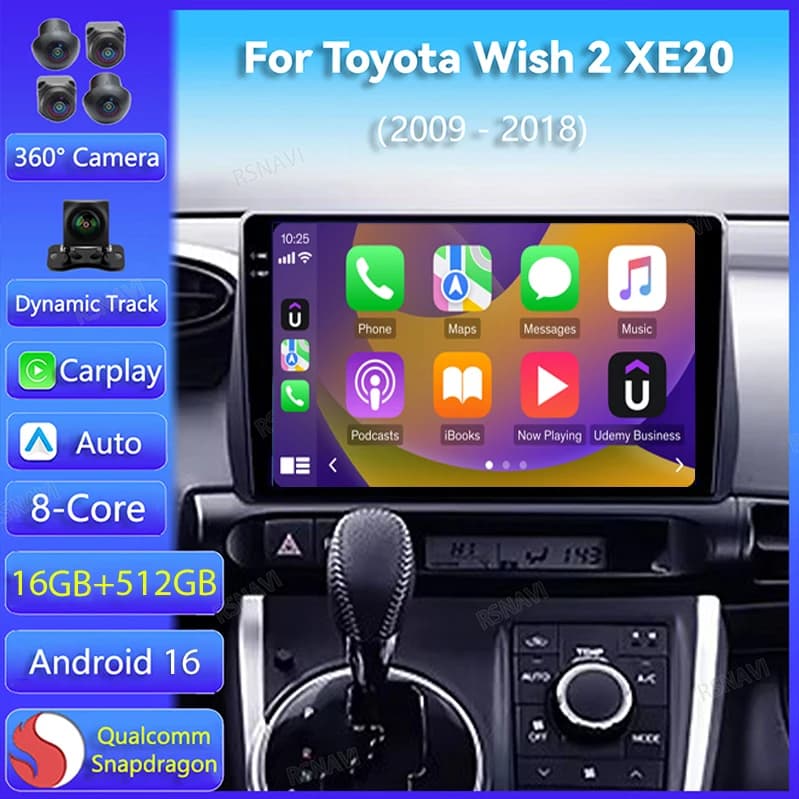 Android 15 Per Toyota Wish 2 II XE20 2009 2010 2011 - 2018 Autoradio Stereo Lettore Multimediale di Navigazione GPS Wireless Carplay BT