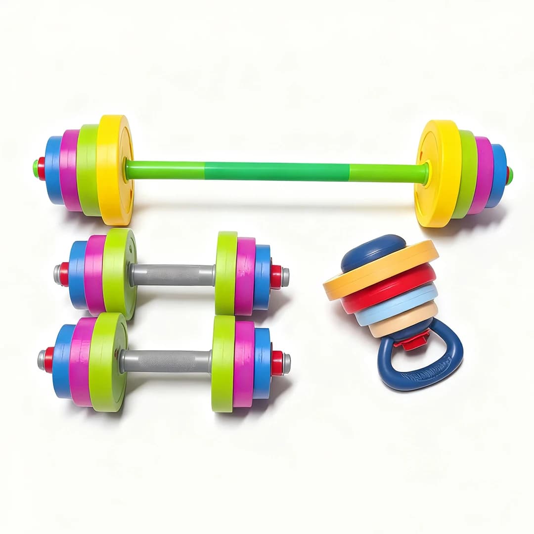 Kid Dumbbell Fitness Weightlifting Barbell Kettlebell For Sport Toy Indoor Outdoor Children FitnessEquipment Plastic Adjustable