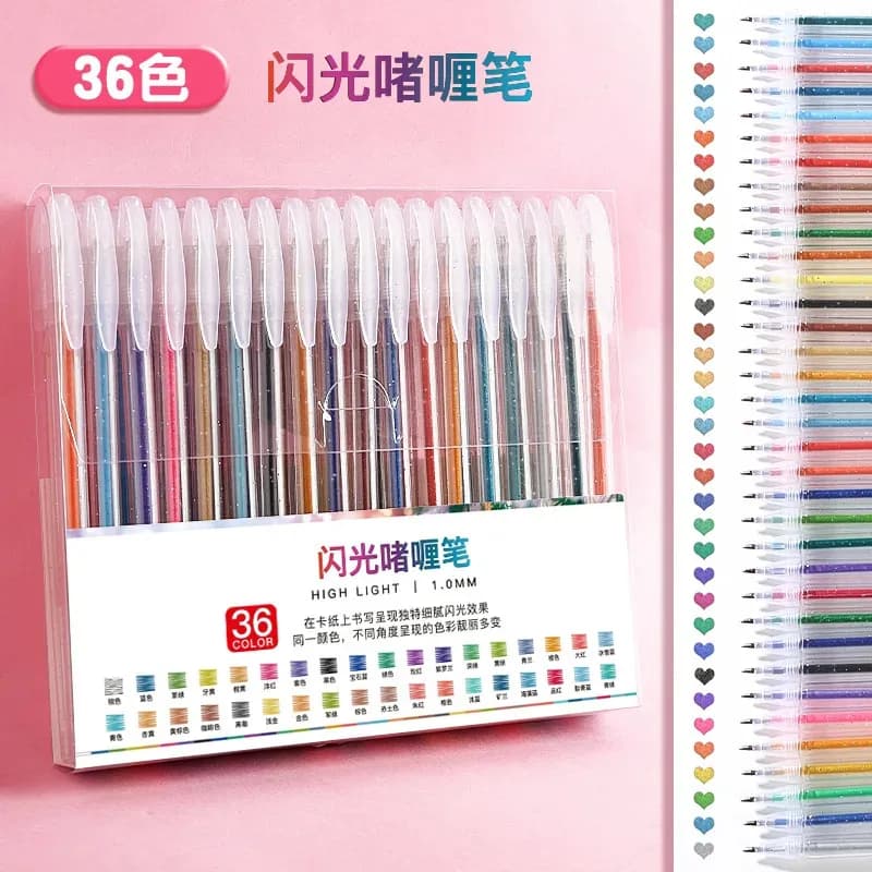 Set di 8-36 Penne Gel Glitterate, Inchiostro Metallico ad Asciugatura Rapida, Punta Fine per Disegno, Decorazione Libri, Marcatura Artistica con Custodia