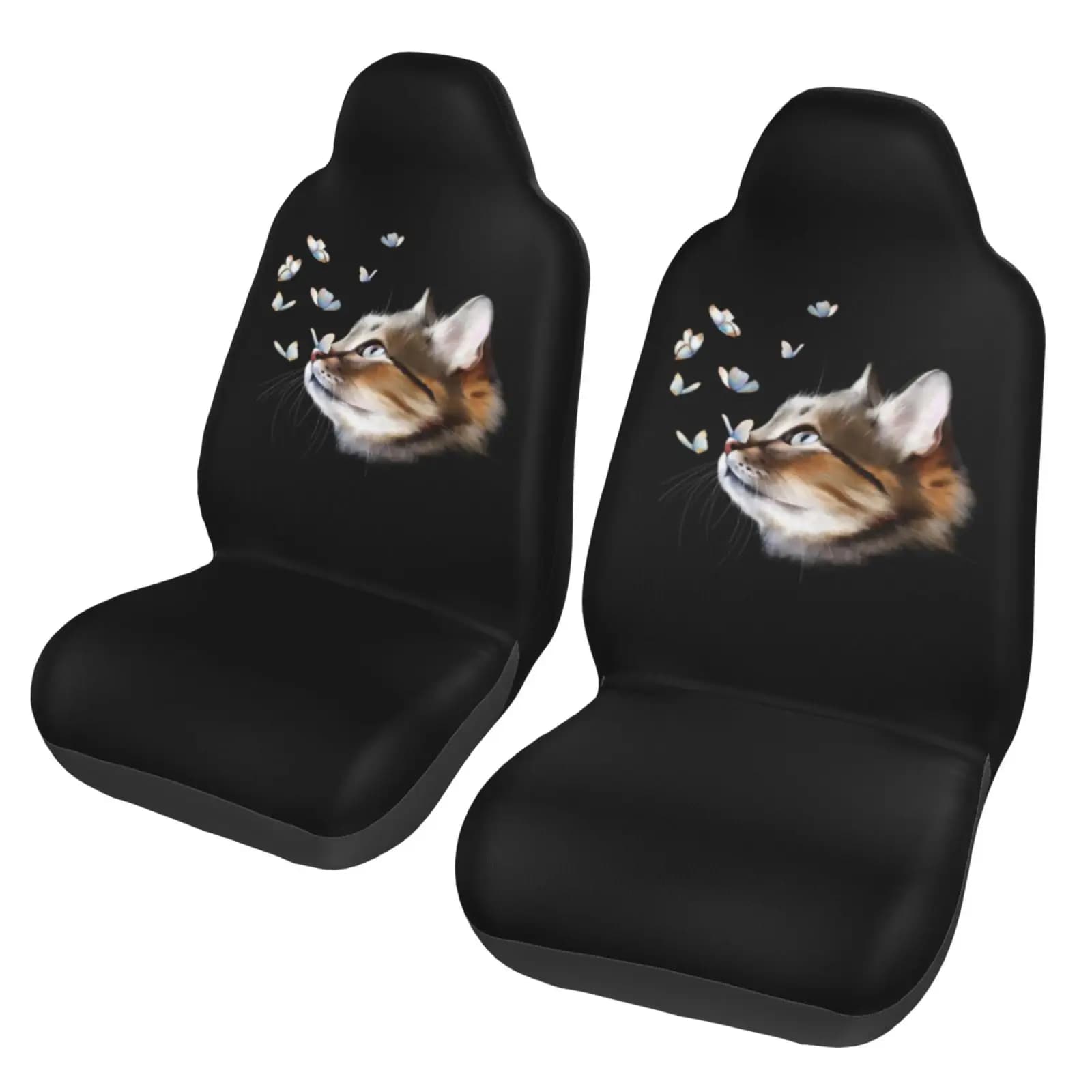 Car Seat Covers with Butterflies for Cats - 2 Pieces. Seat Protectors Suitable for All Vehicle Models