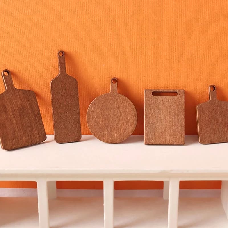 5pcs 1:12 Dollhouse Miniature Chopping Board Simulation Cutting Board Bread Dessert Board Model Kitchen Decor Toy Doll House