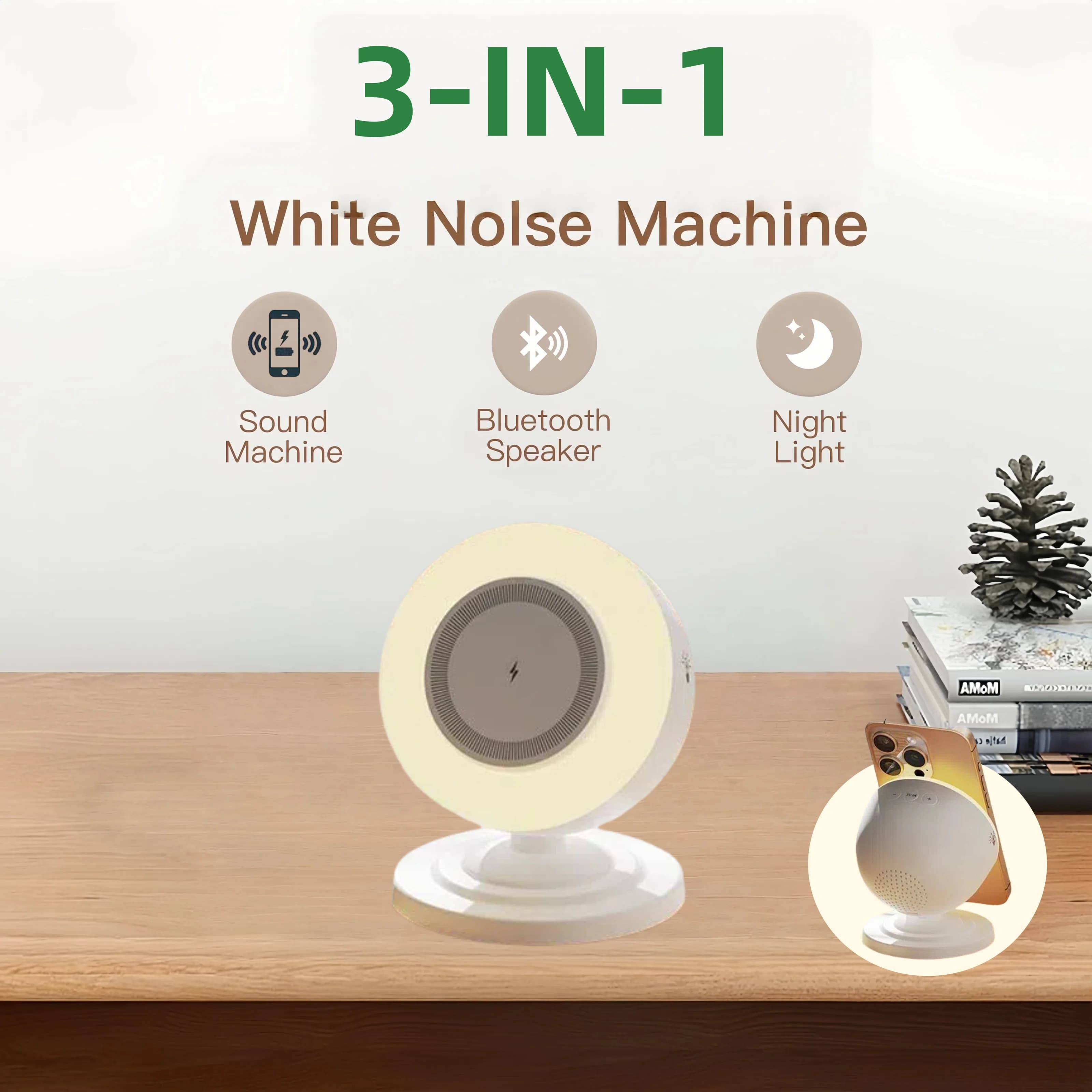 Supporto per telefono con supporto magnetico per ricarica wireless con luce notturna per caricabatteria da auto 3 in 1 compatibile con Apple Ottimo regalo di Halloween
