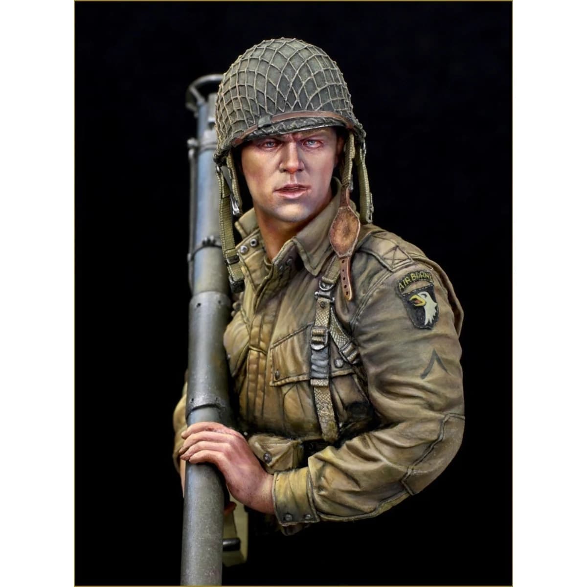 Kit modello non verniciato con figura a mezza lunghezza in resina GK1/10, dotato di lanciatori di razzi per la 101a divisione aviotrasportata degli Stati Uniti